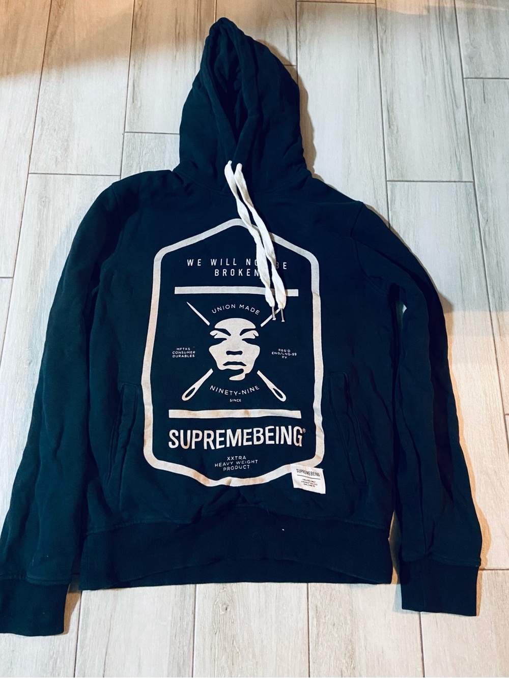 Supreme Black Hoodie with White Graphic Logo